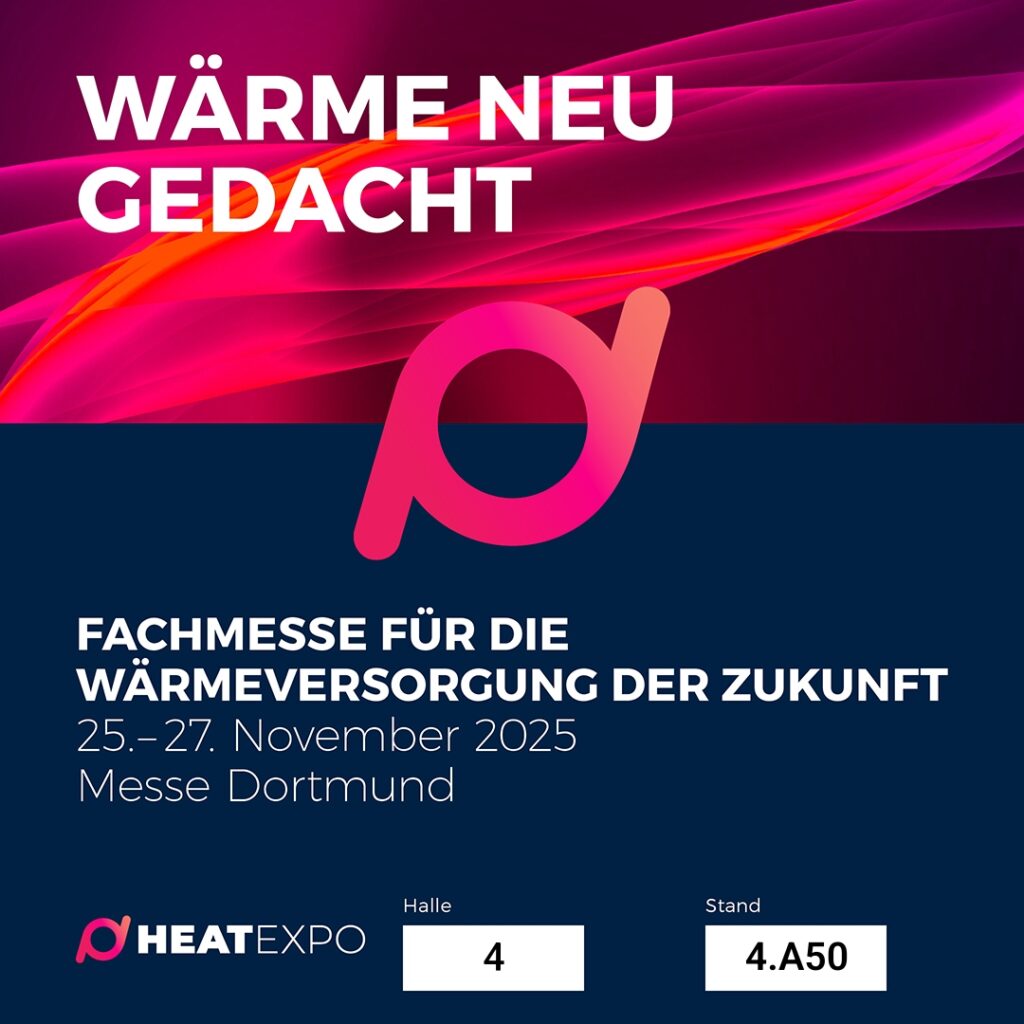 Quadratisches HEATEXPO-Visual mit Logo, Motto und Standangabe 4.A50.