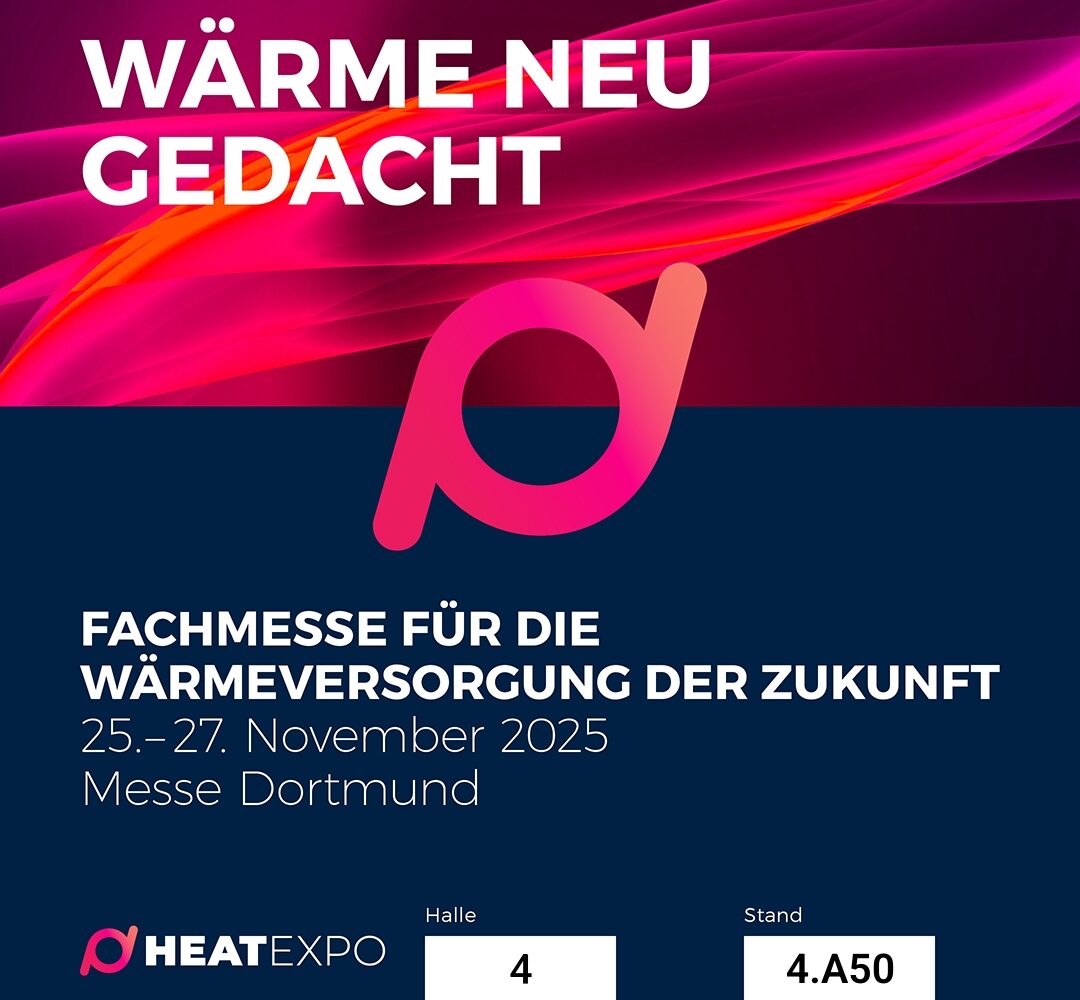 Quadratisches HEATEXPO-Visual mit Logo, Motto und Standangabe 4.A50.