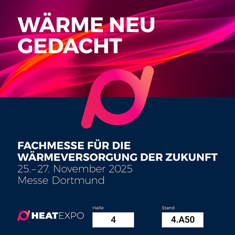 Quadratisches HEATEXPO-Visual mit Logo, Motto und Standangabe 4.A50.